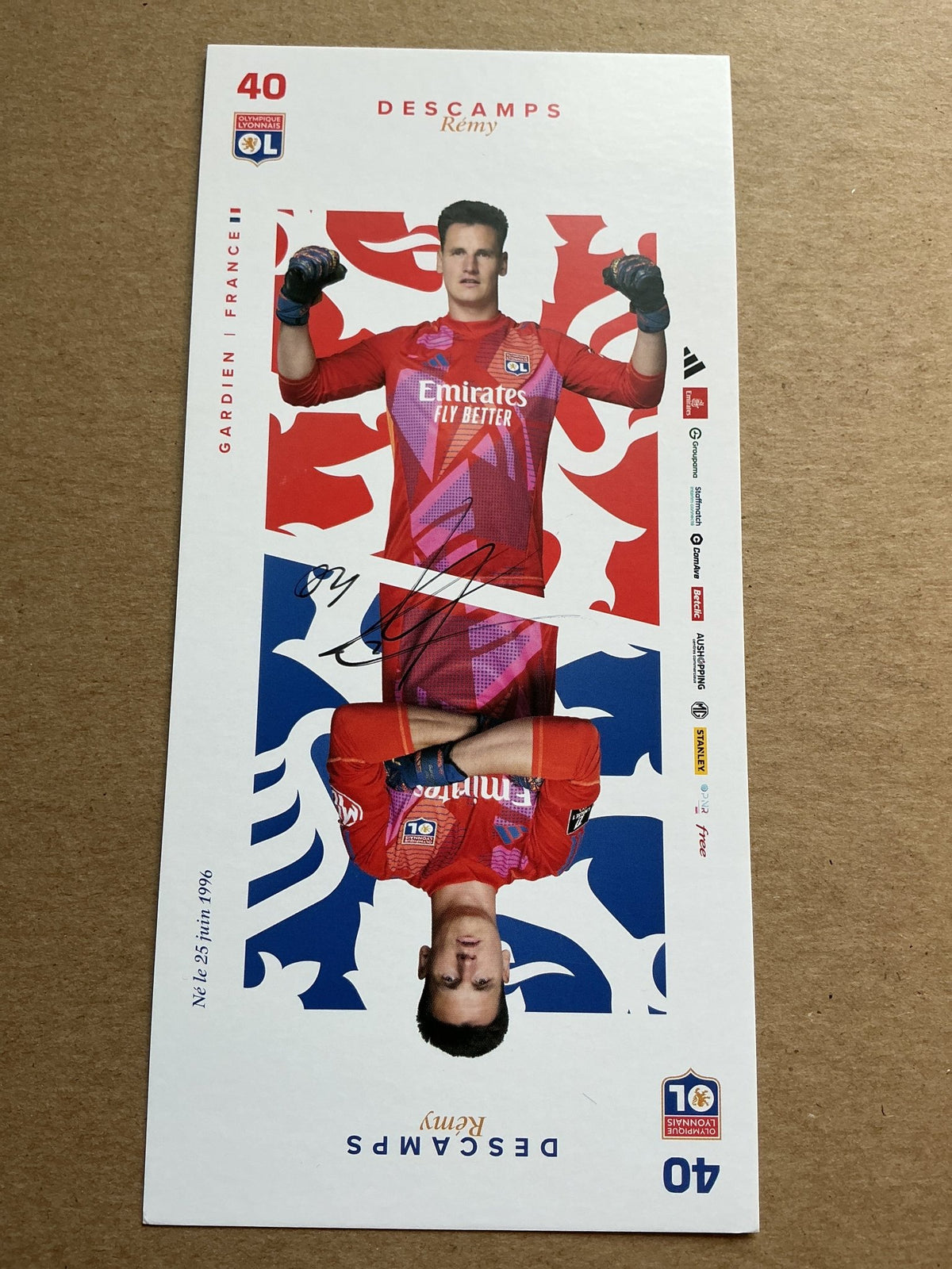 Remy Descamps, France 🇫🇷 Olympique Lyon 2024/25 hand signed - Autographs-World