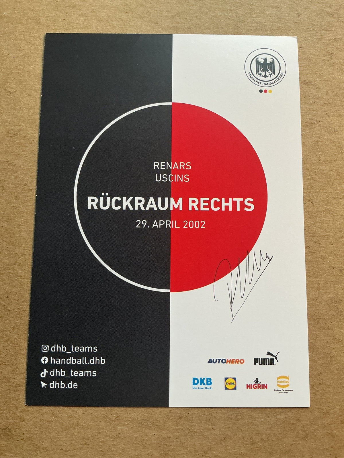 Renars Uscins, Germany 🇩🇪 Handball Summer Olympics 2024 hand signed - Autographs-World
