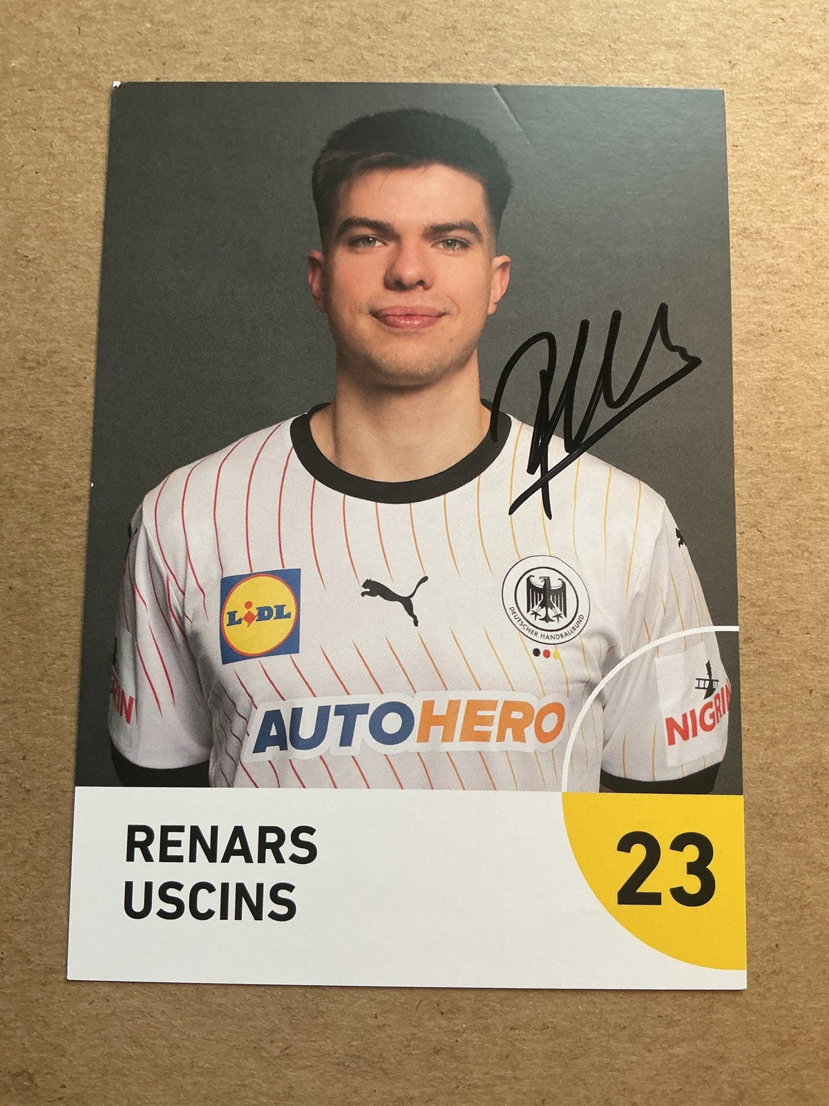 Renars Uscins, Germany 🇩🇪 Handball Summer Olympics 2024 hand signed - Autographs-World