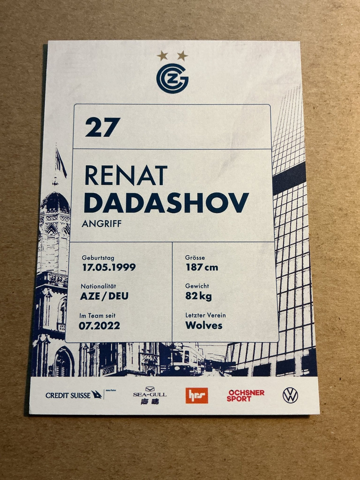 Renat Dadashov, Azerbaijan 🇦🇿 Grasshopper Zürich 2022/23 hand signed - Autographs-World