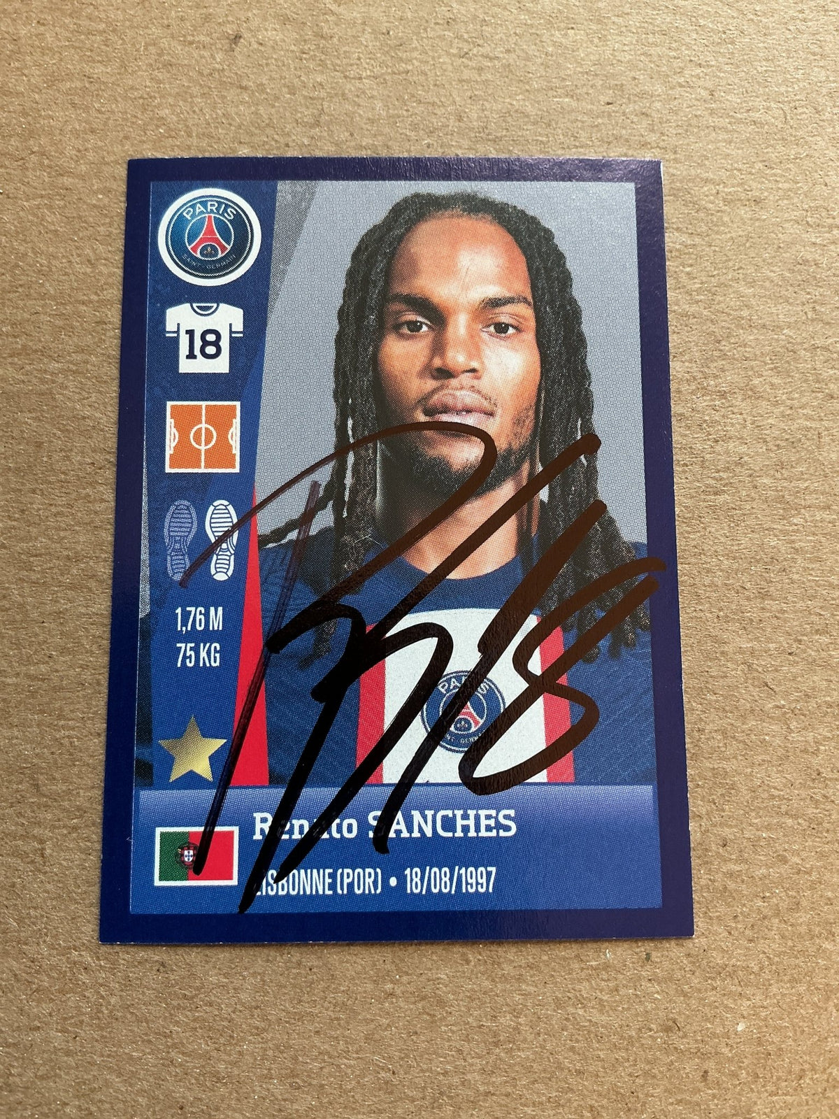 Renato Sanches, Portugal 🇵🇹 Paris Saint-Germain 2024 Panini hand signed - Autographs-World