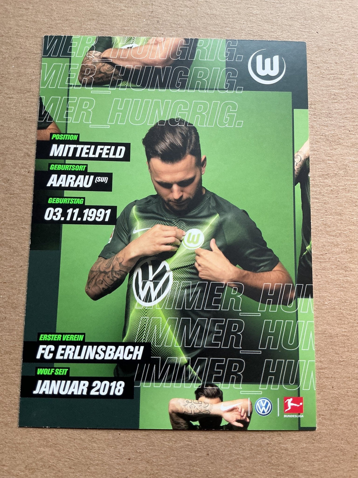Renato Steffen, Switzerland 🇨🇭 VfL Wolfsburg 2019/20 hand signed - Autographs-World