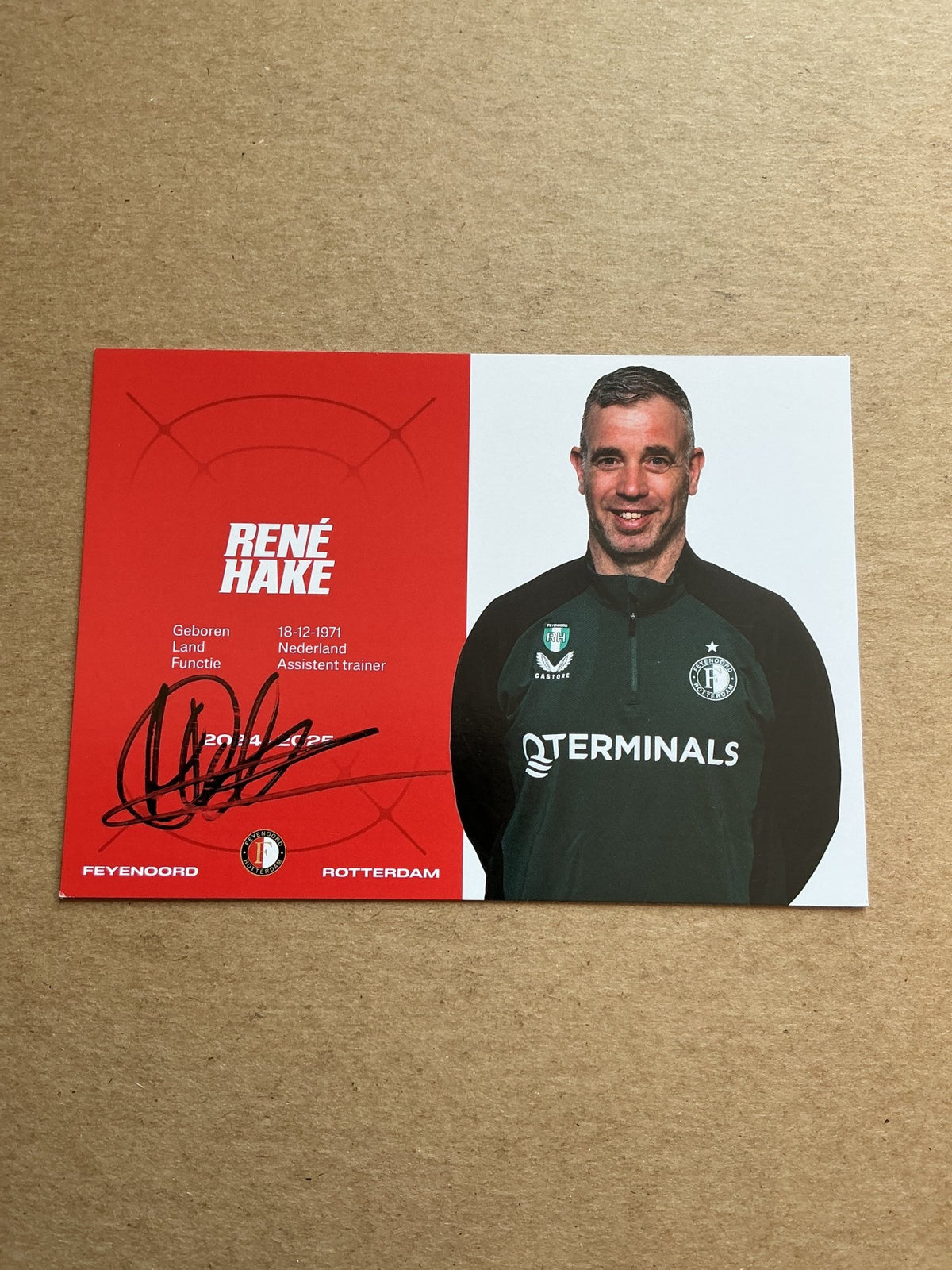 Rene Hake, Netherlands 🇳🇱 Feyenoord Rotterdam 2024/25 hand signed - Autographs-World