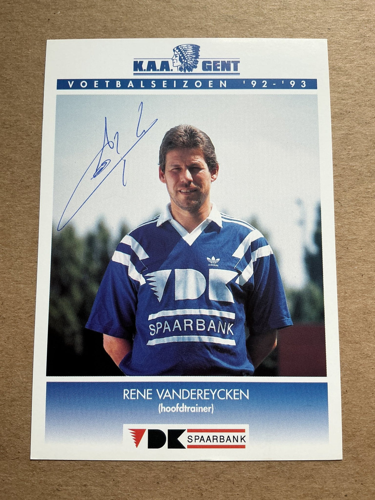 Rene Vandereycken, Belgium 🇧🇪 KAA Gent 1992/93 hand signed - Autographs-World
