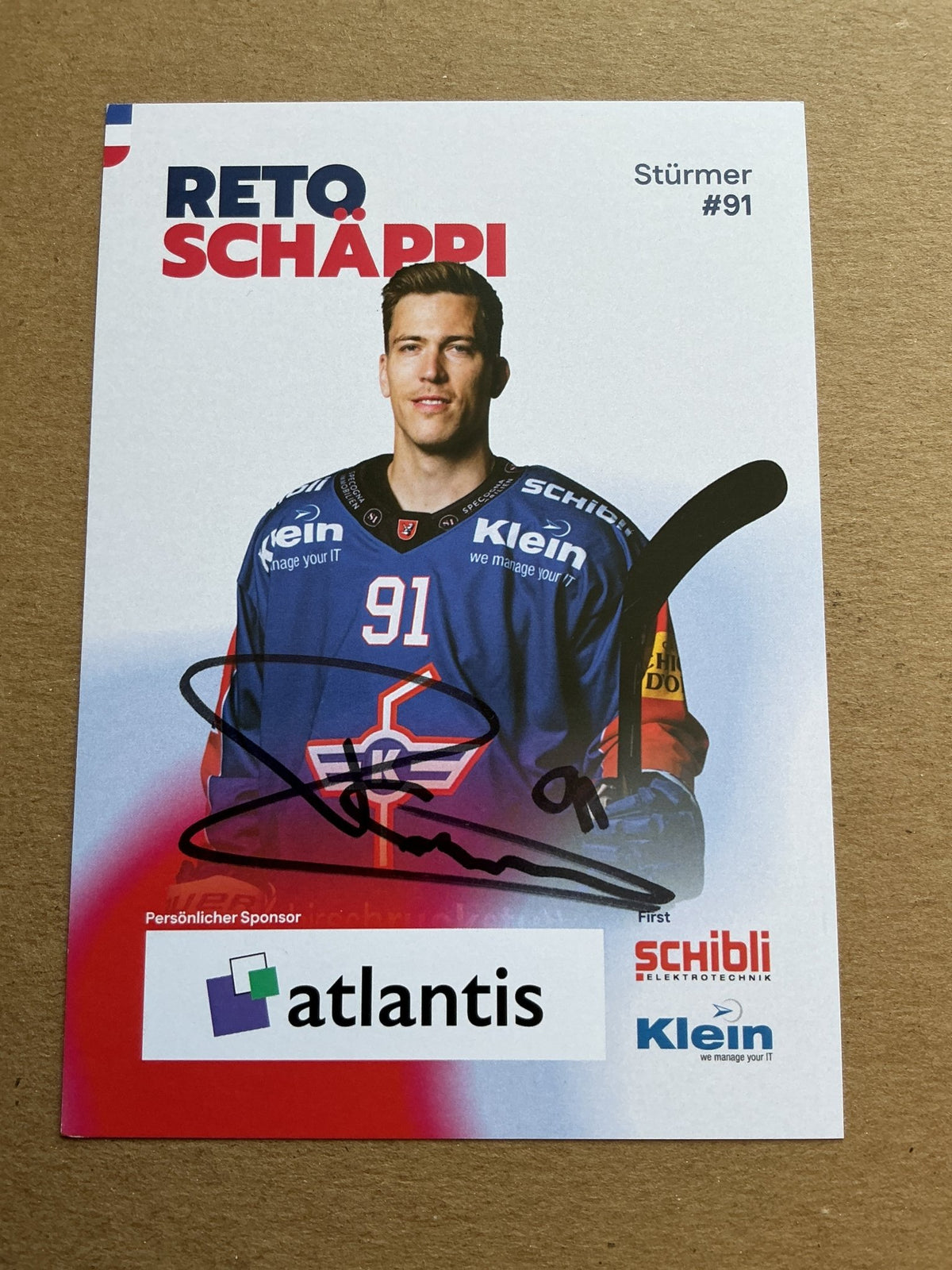 Reto Schäppi, Switzerland 🇨🇭 EHC Kloten 2025/26 hand signed - Autographs-World