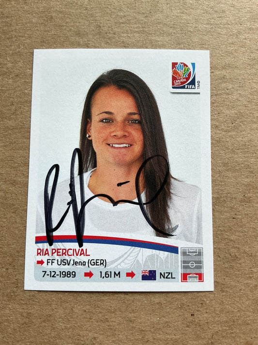 Ria Percival, New Zealand 🇳🇿 FIFA Women’s World Cup 2015 Panini hand signed - Autographs-World