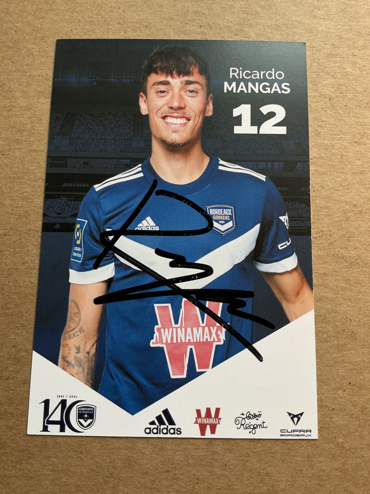 Ricardo Mangas, Portugal 🇵🇹 Girondins Bordeaux 2021/22 hand signed - Autographs-World