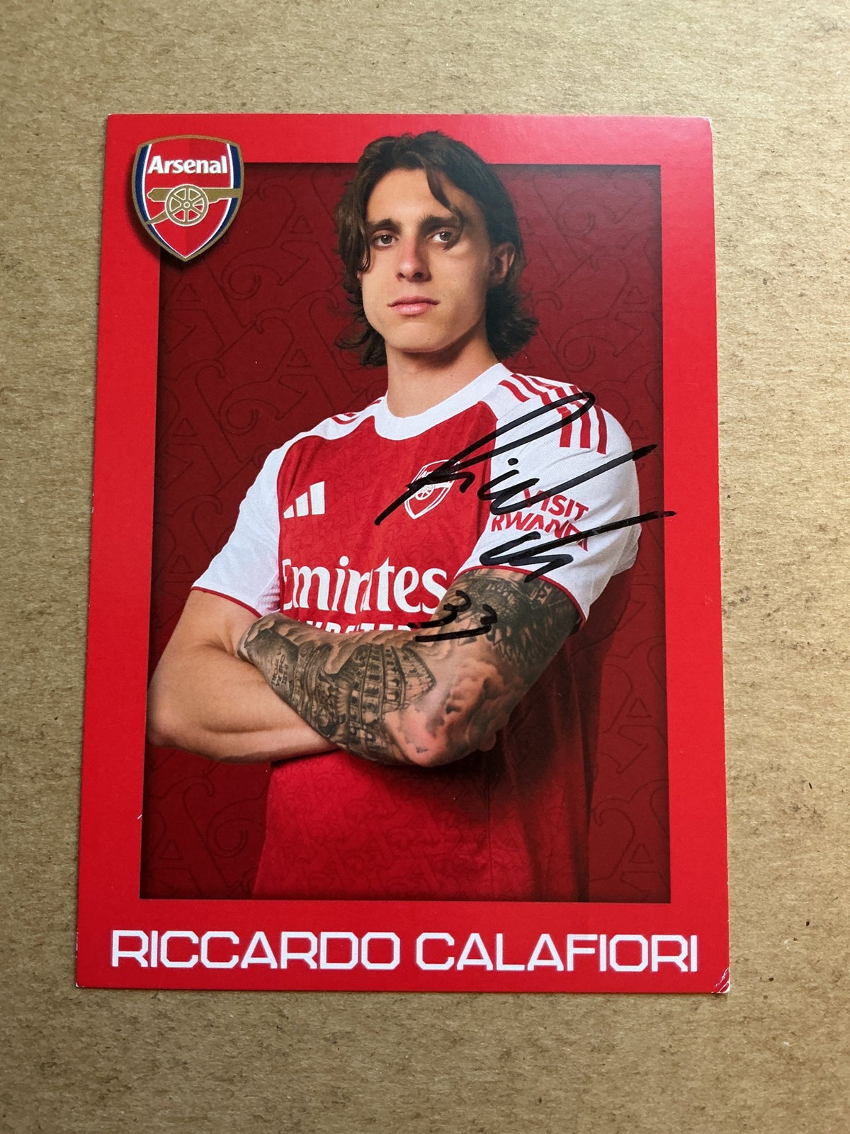 Riccardo Calafiori, Italy 🇮🇹 Arsenal FC 2025/26 hand signed - Autographs-World