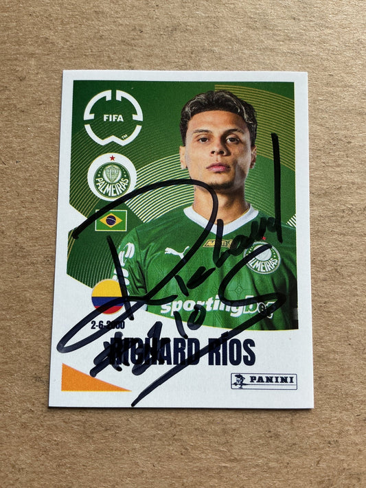 Richard Ríos, Colombia 🇨🇴 SE Palmeiras Club World Cup 2025 Panini hand signed - Autographs-World
