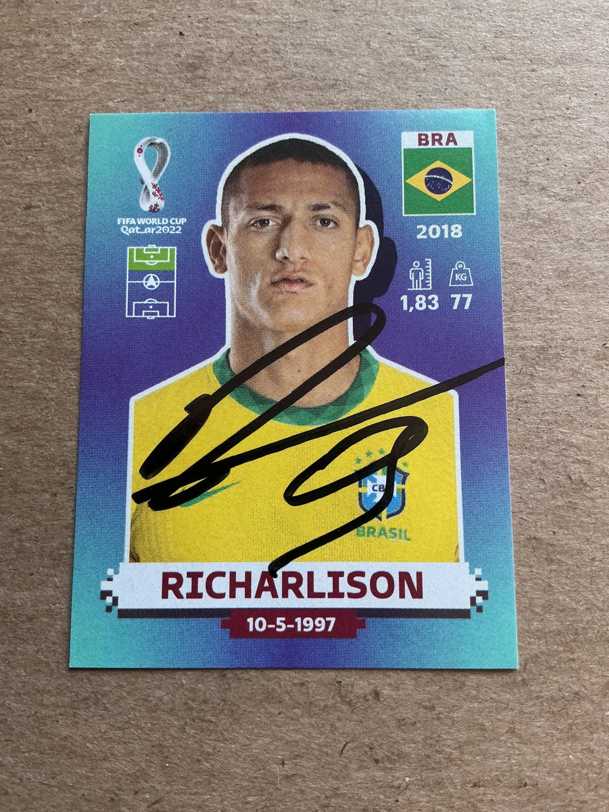 Richarlison, Brazil 🇧🇷 FIFA World Cup 2022 Panini hand signed - Autographs-World