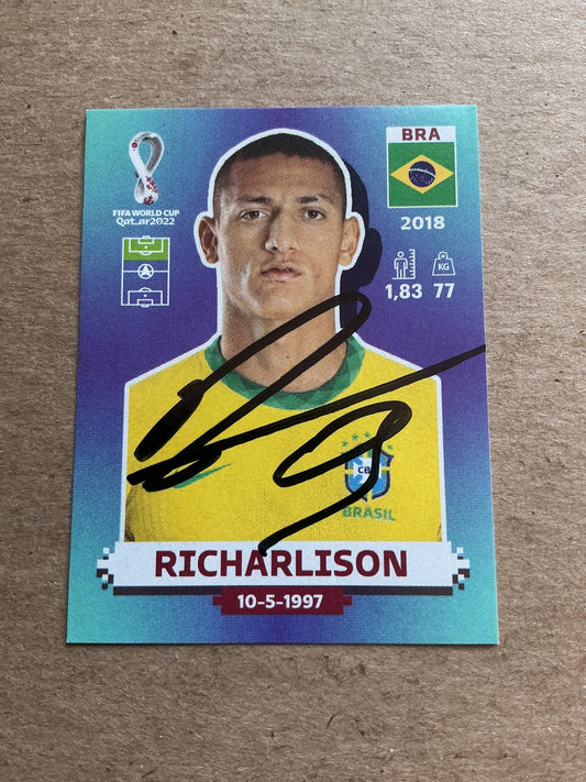 Richarlison, Brazil 🇧🇷 FIFA World Cup 2022 Panini hand signed - Autographs-World