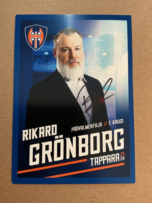 Rikard Grönborg, Sweden 🇸🇪 Tappara 2023/24 hand signed - Autographs-World