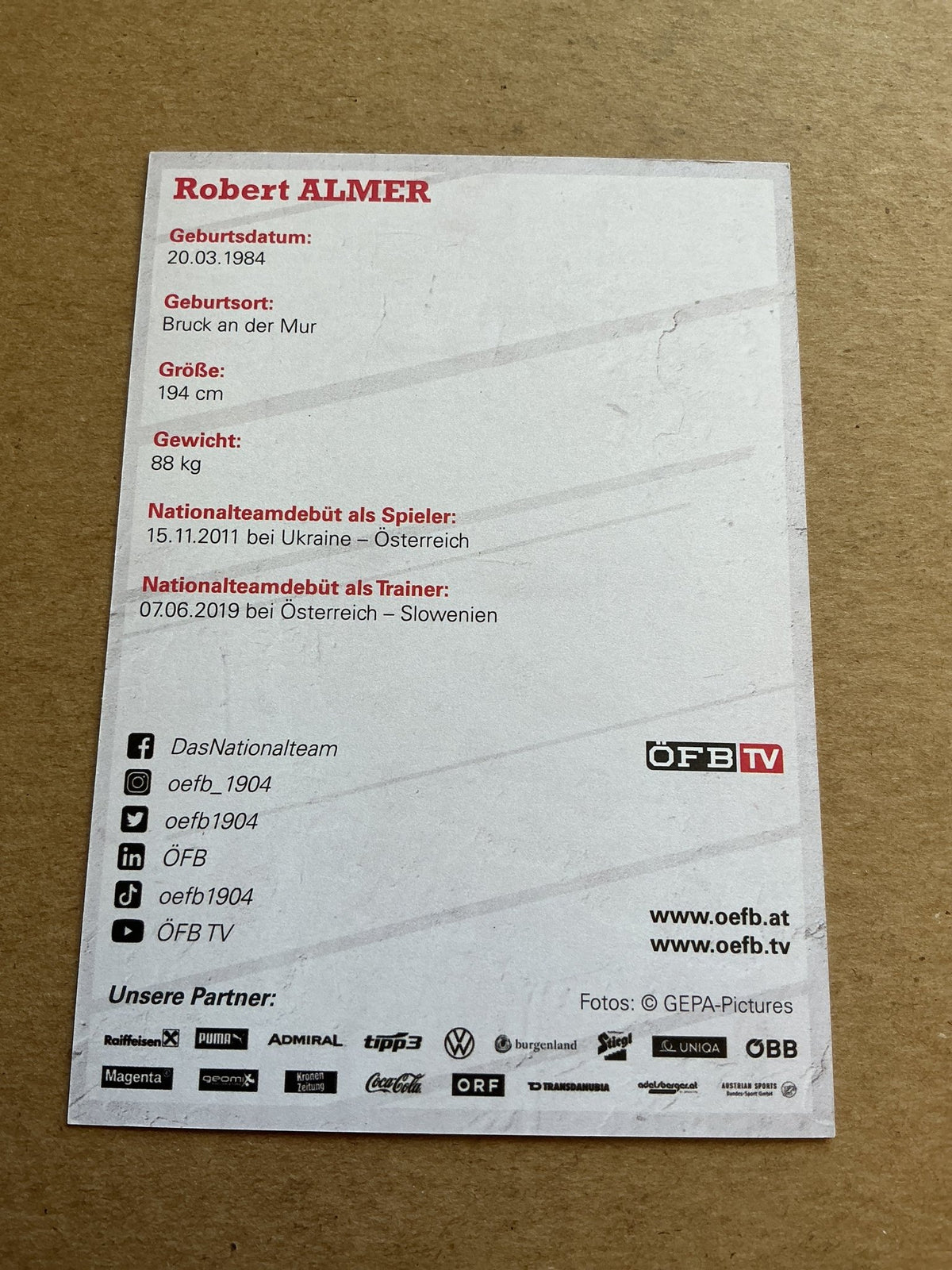Robert Almer, Austria 🇦🇹 2021 hand signed - Autographs-World