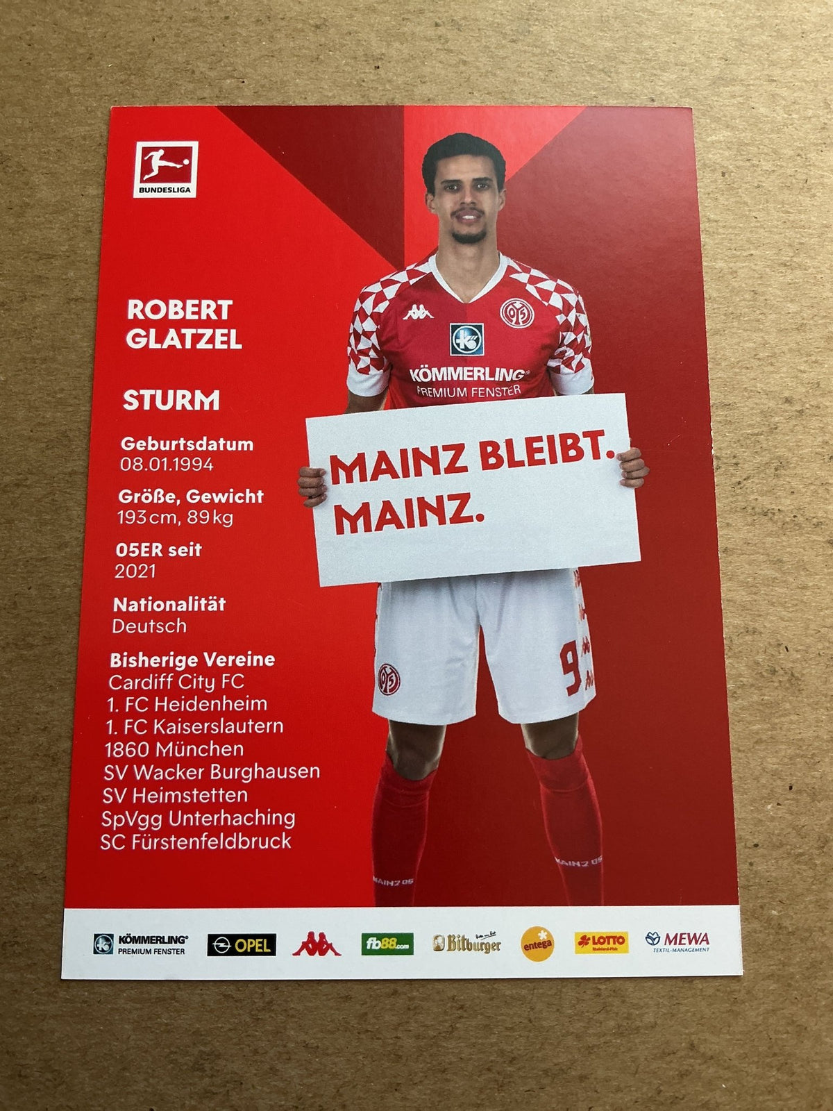 Robert Glatzel, Germany 🇩🇪 FSV Mainz 05 2020/21 hand signed - Autographs-World