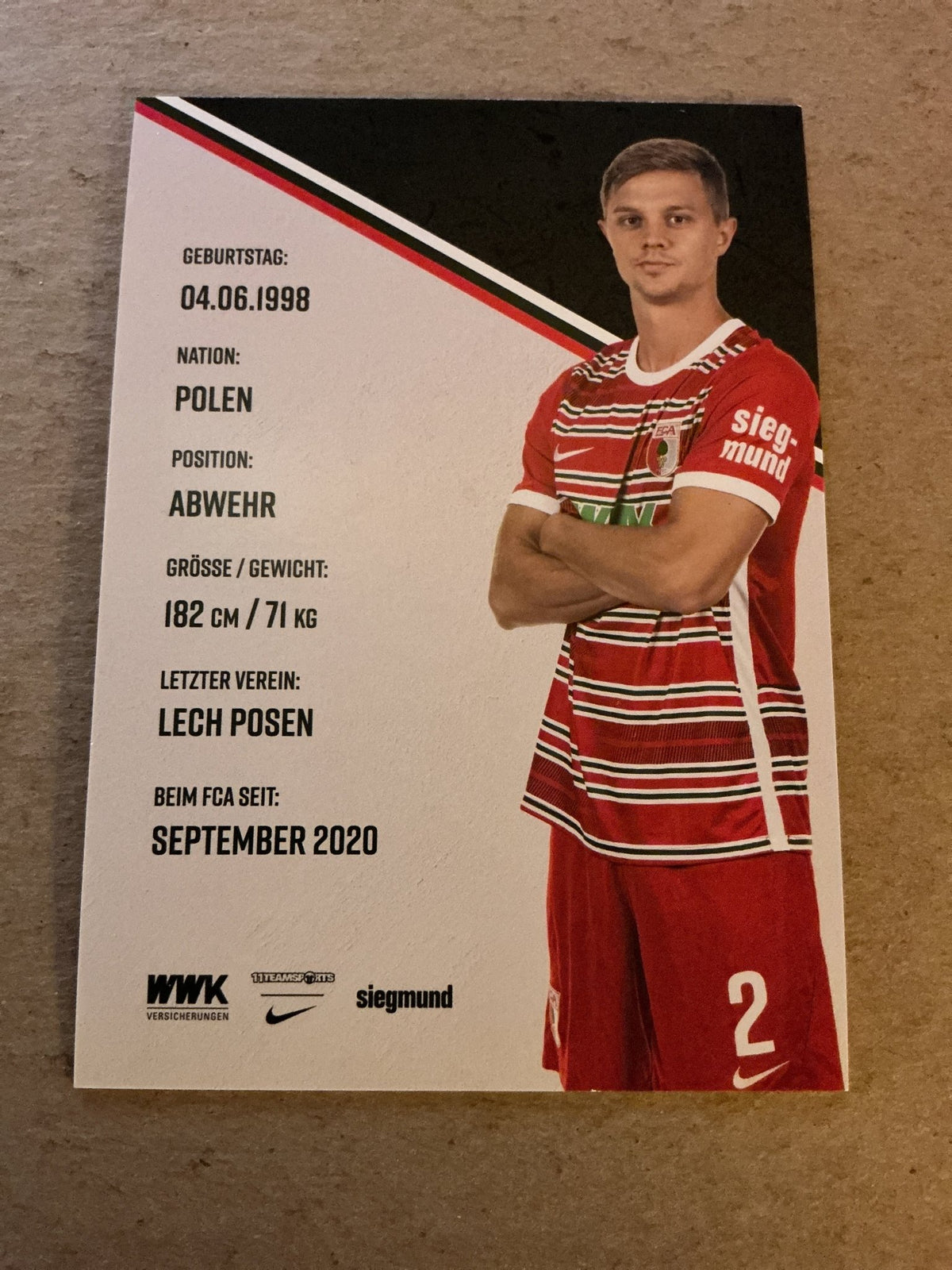 Robert Gumny, Poland 🇵🇱 FC Augsburg 2022/23 hand signed - Autographs-World