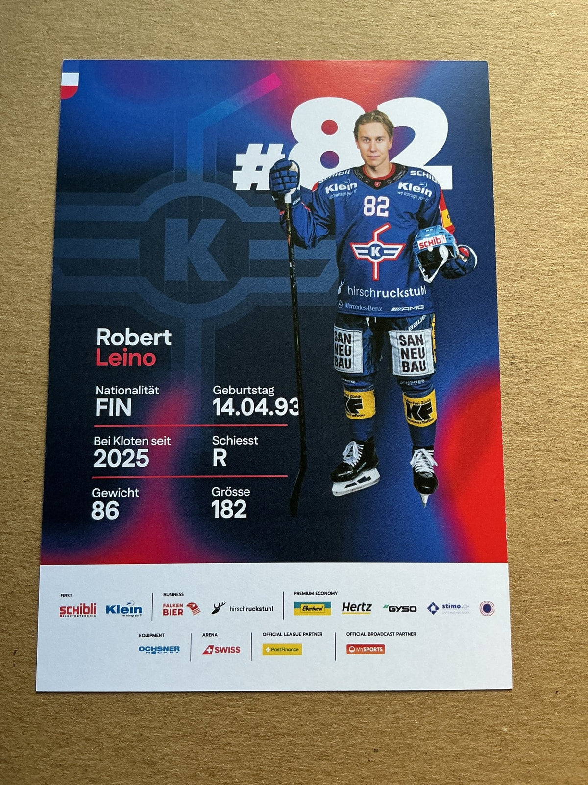 Robert Leino, Finland 🇫🇮 EHC Kloten 2025/26 hand signed - Autographs-World
