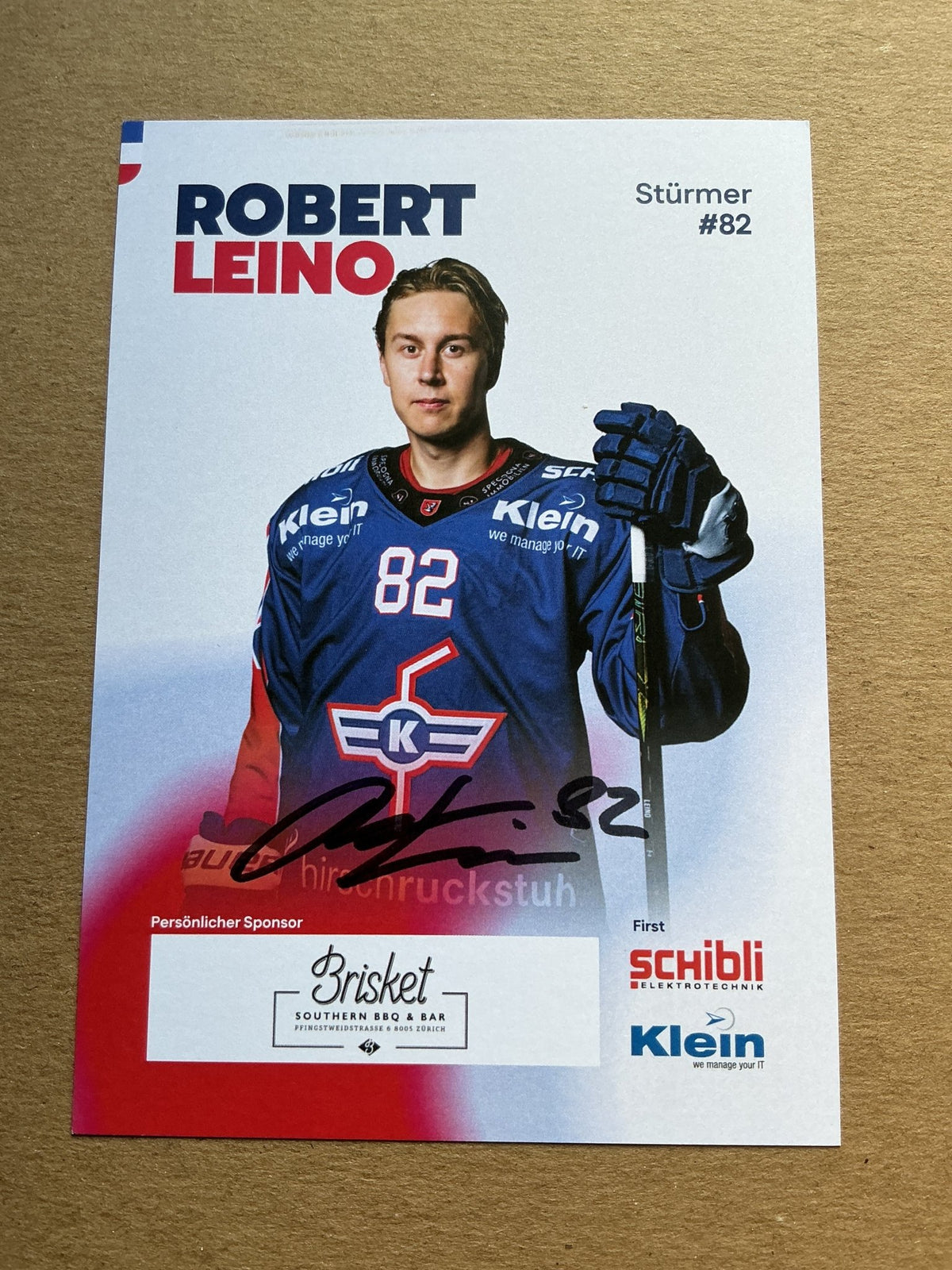 Robert Leino, Finland 🇫🇮 EHC Kloten 2025/26 hand signed - Autographs-World