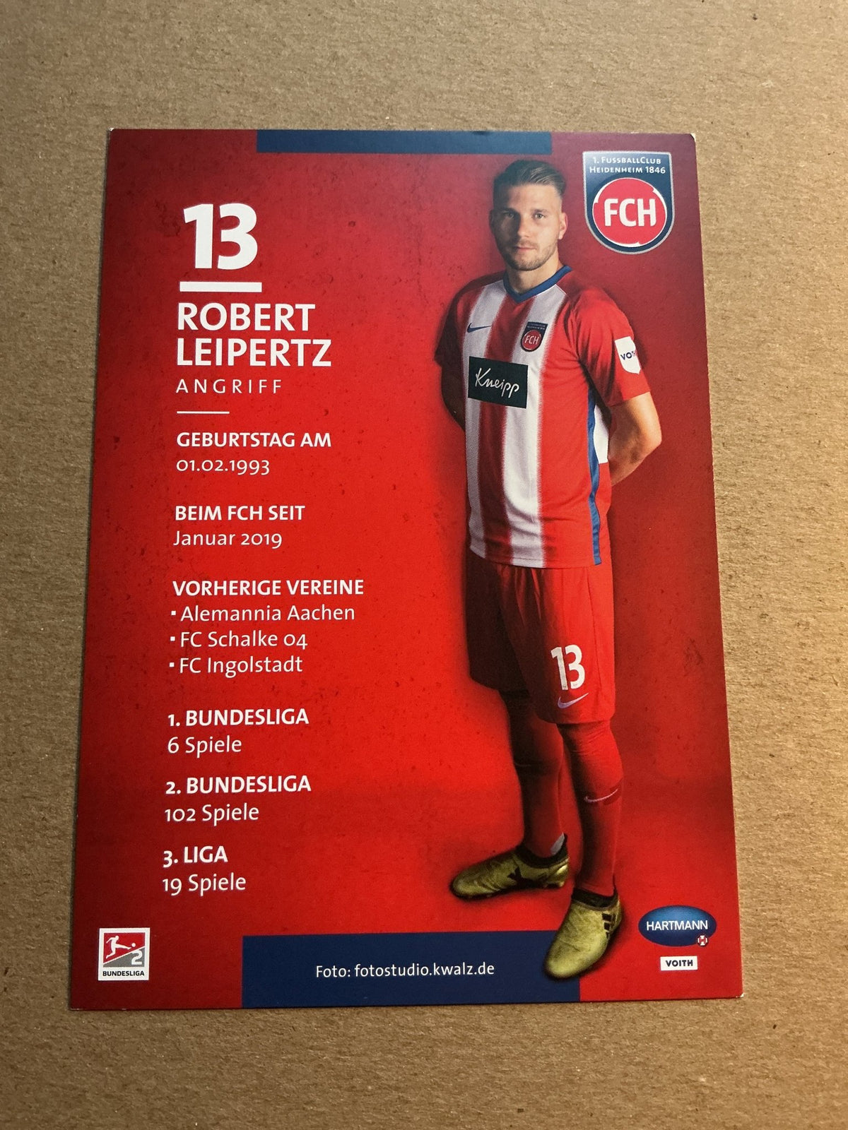 Robert Leipertz, Germany 🇩🇪 1.FC Heidenheim 2019/20 hand signed - Autographs-World