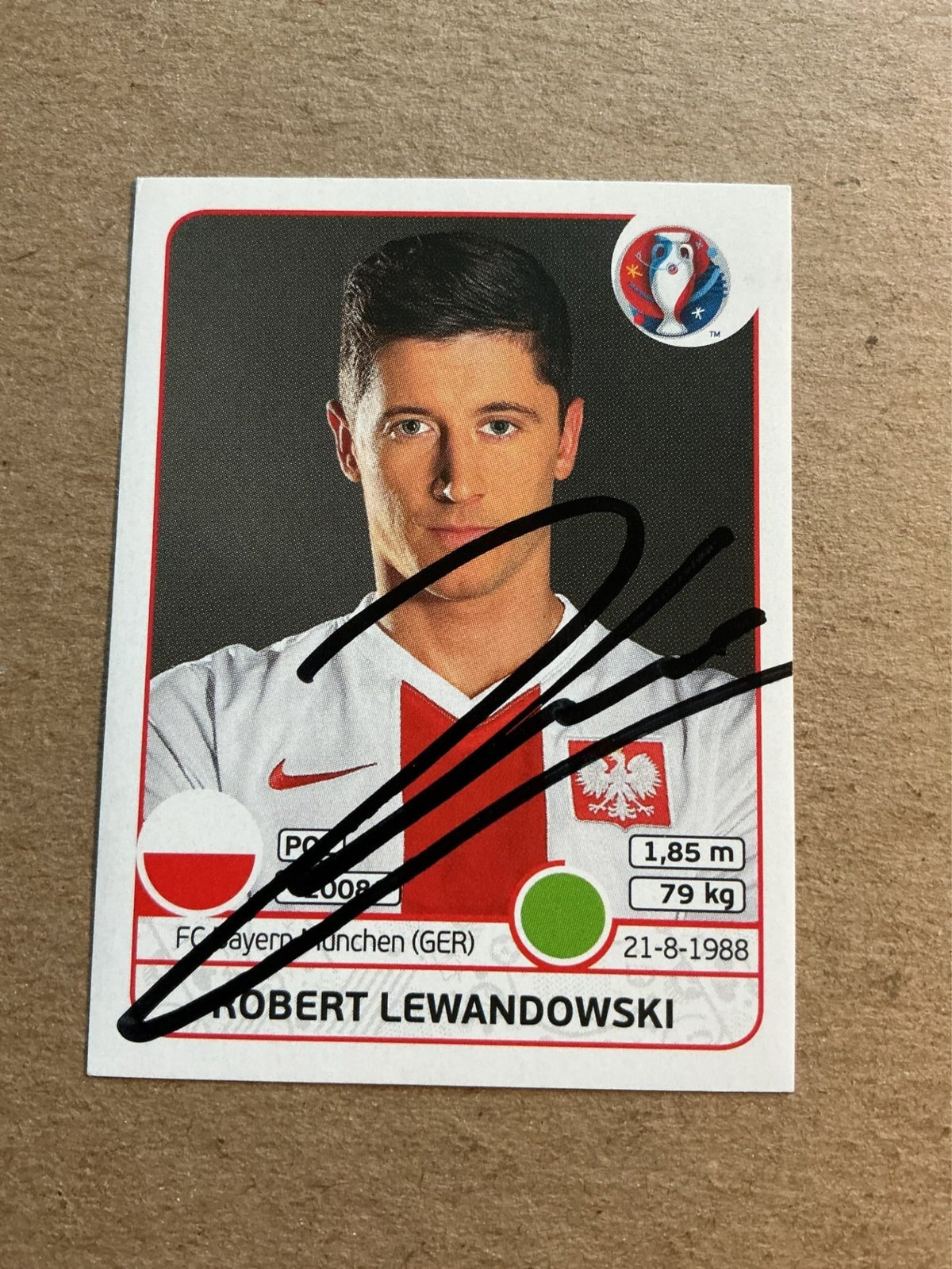 Robert Lewandowski, Poland 🇵🇱 UEFA Euro 2016 Panini hand signed - Autographs-World