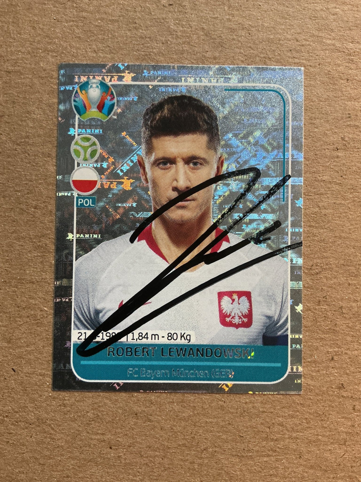 Robert Lewandowski, Poland 🇵🇱 UEFA Euro 2020 Panini hand signed - Autographs-World