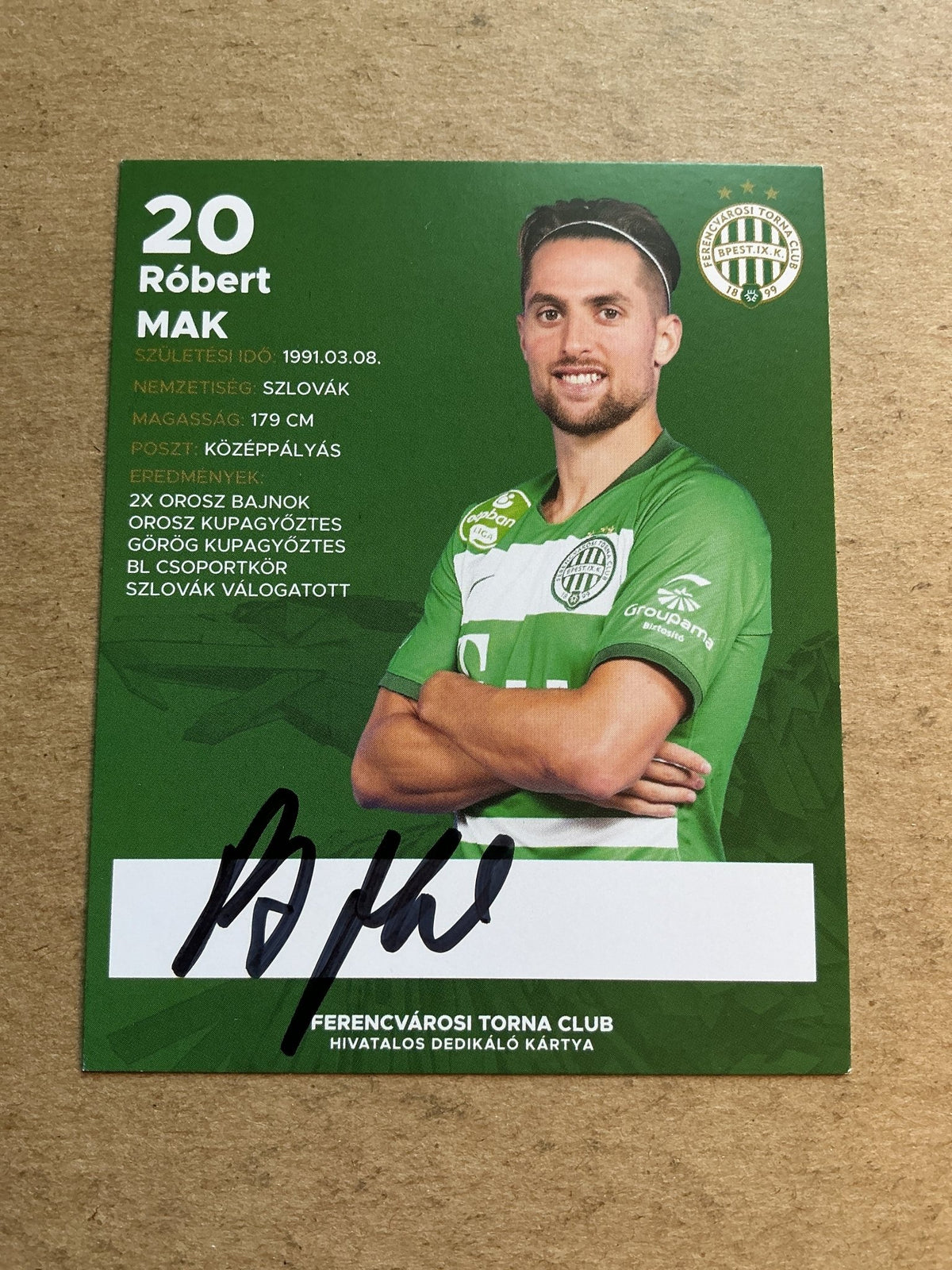 Róbert Mak, Slovakia 🇸🇰 Ferencváros 2020/21 hand signed - Autographs-World