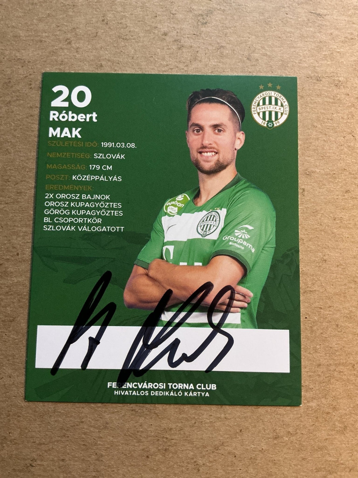 Róbert Mak, Slovakia 🇸🇰 Ferencvaros TC 2021/22 hand signed - Autographs-World