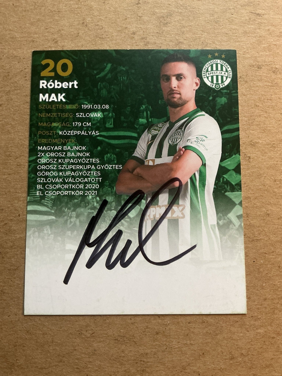 Róbert Mak, Slovakia 🇸🇰 Ferencvaros TC 2021/22 hand signed - Autographs-World