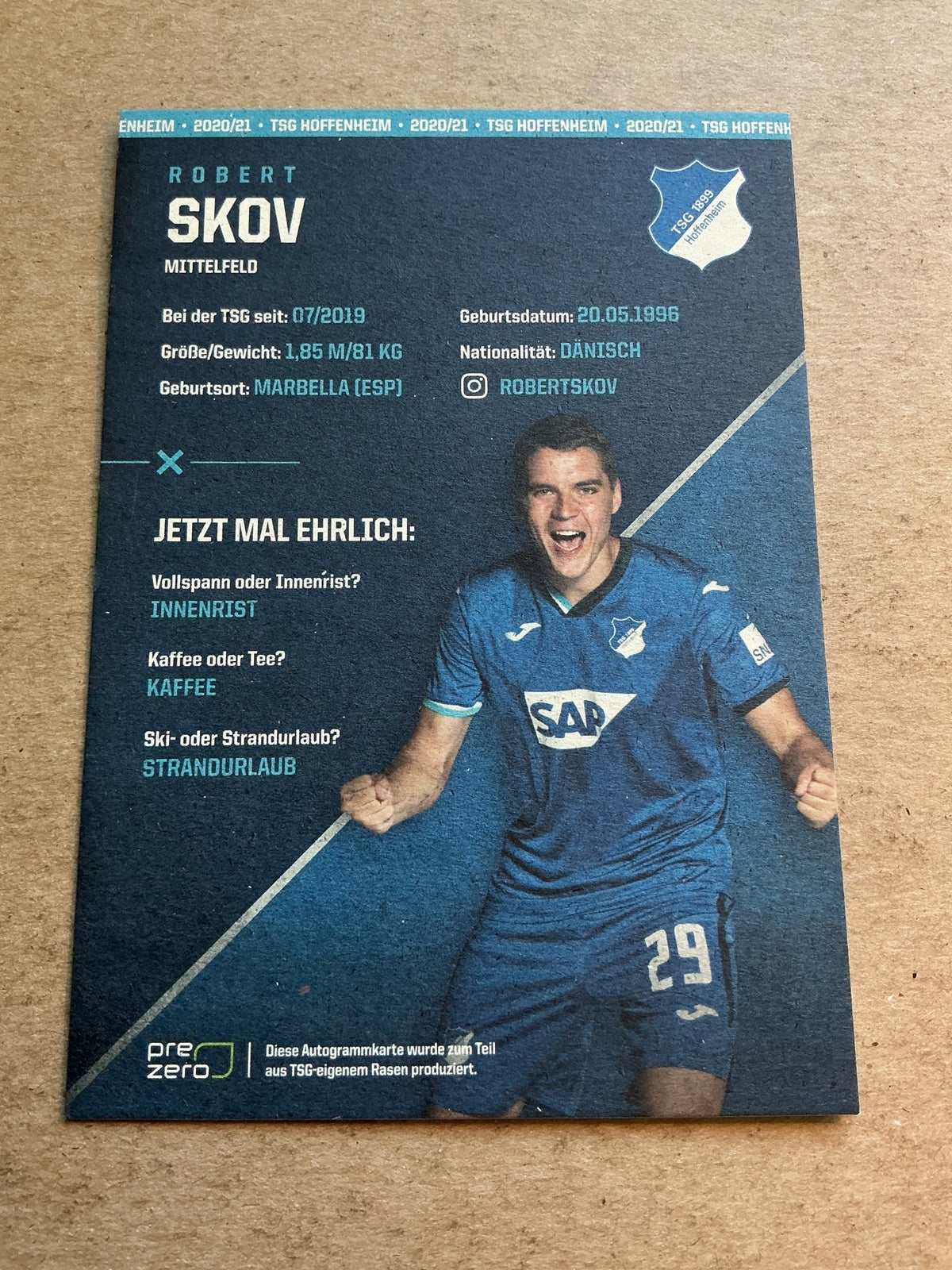 Robert Skov, Denmark 🇩🇰 TSG 1899 Hoffenheim 2020/21 hand signed - Autographs-World