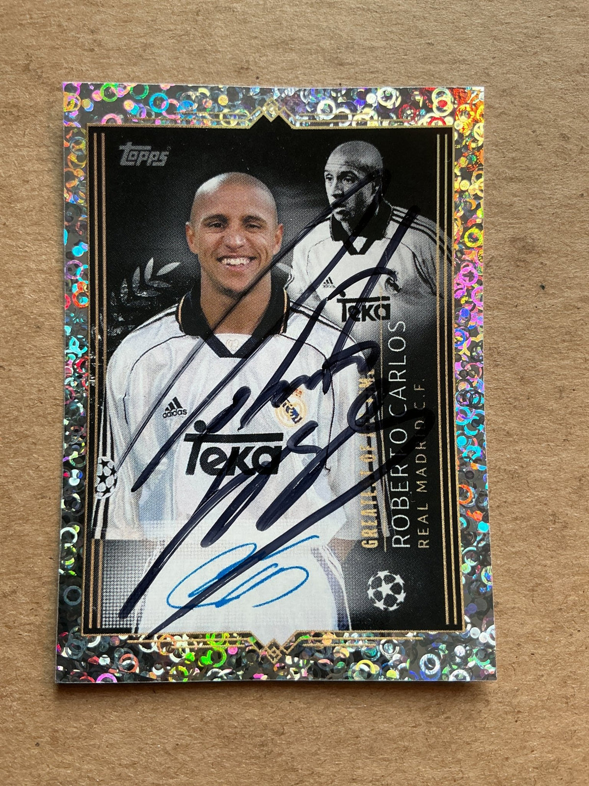 Roberto Carlos, Brazil 🇧🇷 Real Madrid 2023/24 Topps hand signed - Autographs-World
