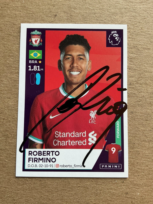 Roberto Firmino, Brazil 🇧🇷 Liverpool FC 2021 Panini hand signed - Autographs-World