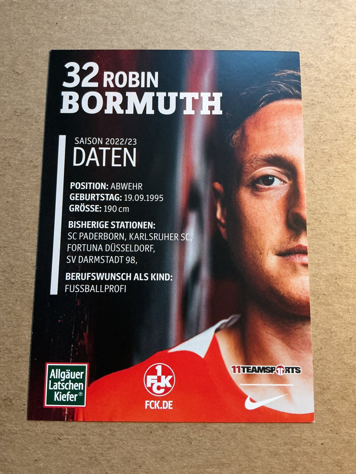 Robin Bormuth, Germany 🇩🇪 1.FC Kaiserslautern 2022/23 hand signed - Autographs-World