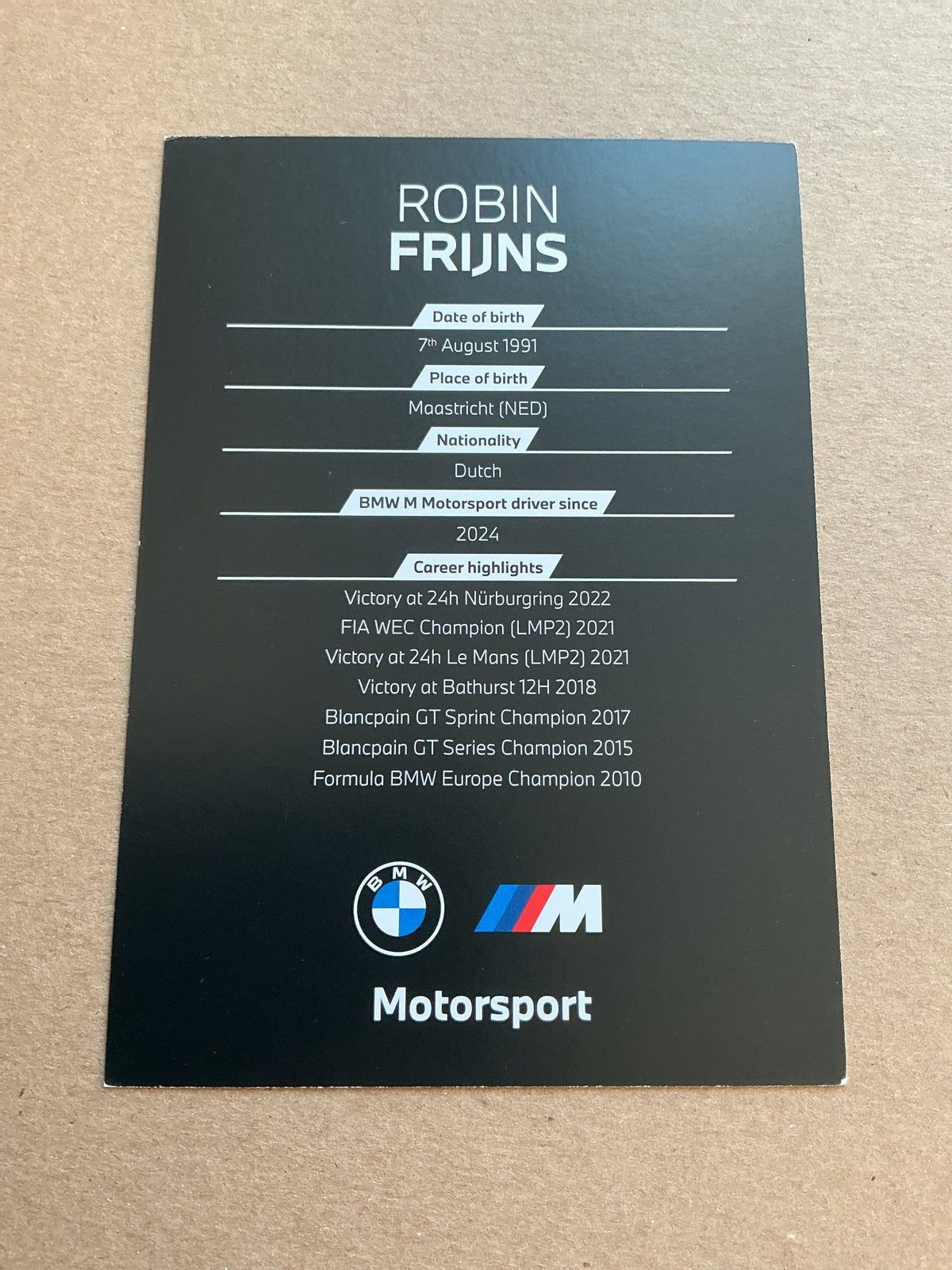 Robin Frijns, Netherlands 🇳🇱 Racing Driver Sports 2024 hand signed - Autographs-World