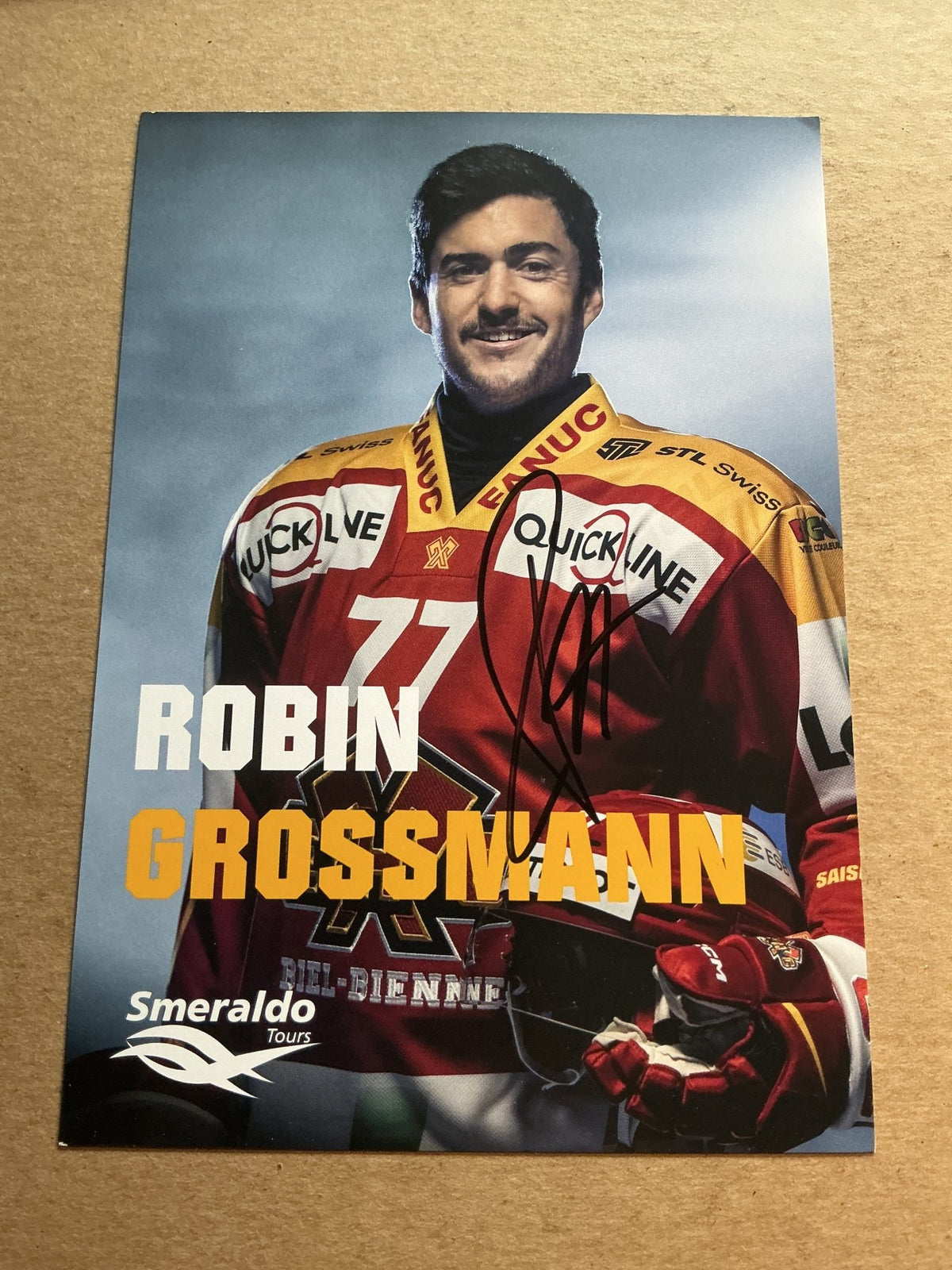 Robin Grossmann, Switzerland 🇨🇭 EHC Biel-Bienne 2024/25 hand signed - Autographs-World