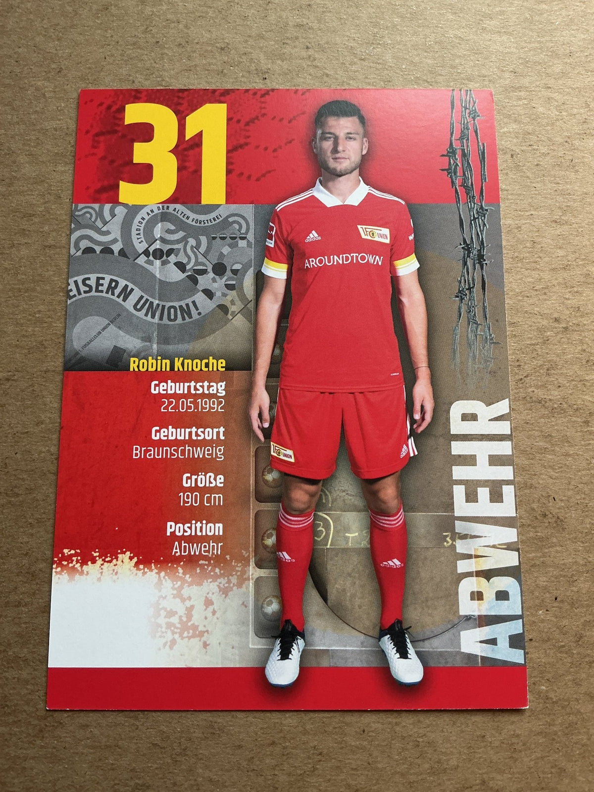 Robin Knoche, Germany 🇩🇪 1.FC Union Berlin 2020/21 hand signed - Autographs-World