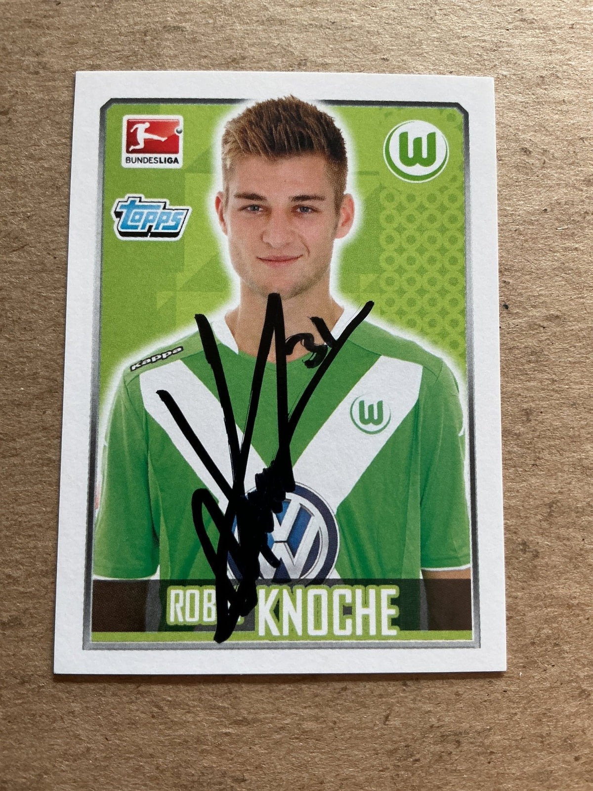 Robin Knoche, Germany 🇩🇪 VfL Wolfsburg 2014/15 Topps hand signed - Autographs-World