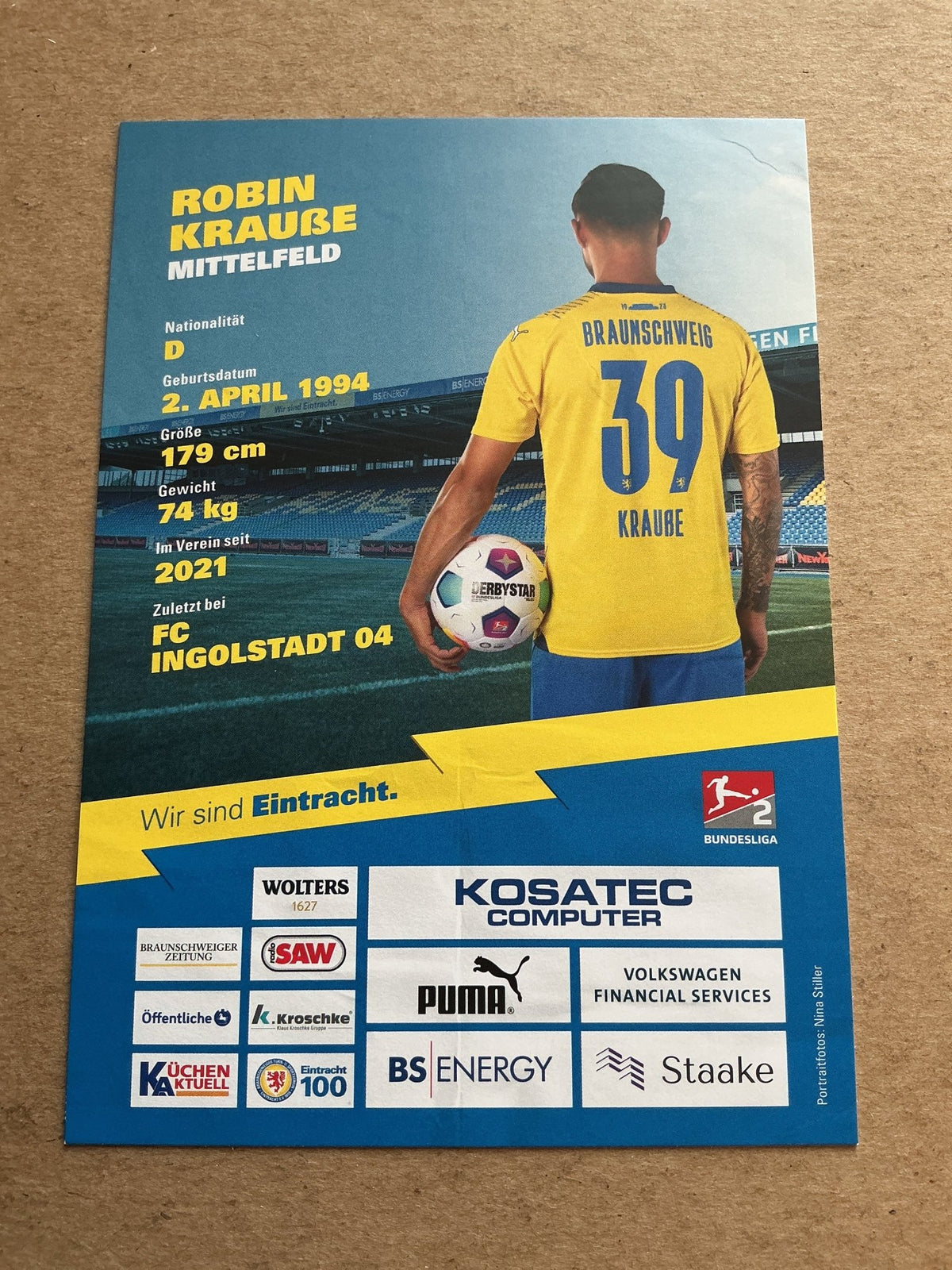 Robin Krauße, Germany 🇩🇪 Eintracht Braunschweig 2023/24 hand signed - Autographs-World