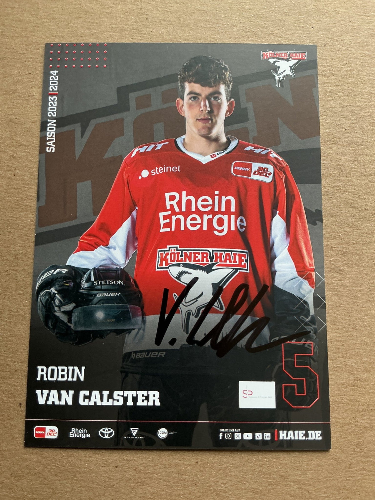 Robin van Calster, Germany 🇩🇪 Kölner Haie 2023/24 hand signed - Autographs-World