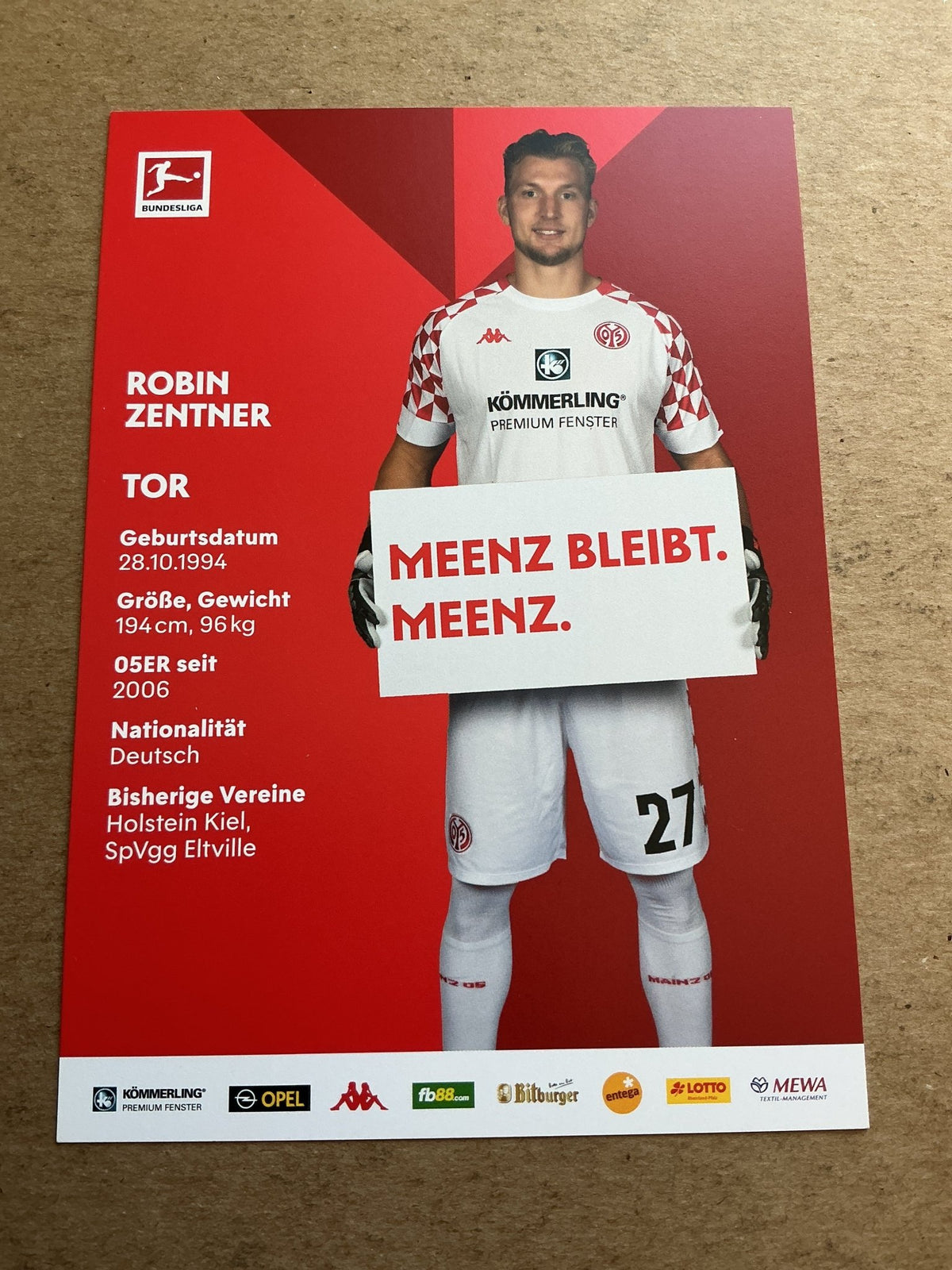 Robin Zentner, Germany 🇩🇪 FSV Mainz 05 2020/21 hand signed - Autographs-World