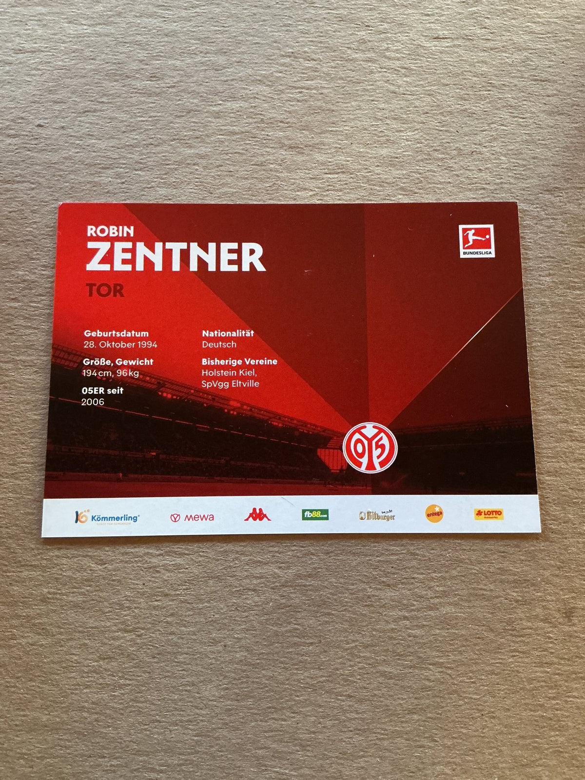 Robin Zentner, Germany 🇩🇪 FSV Mainz 05 2022/23 hand signed - Autographs-World