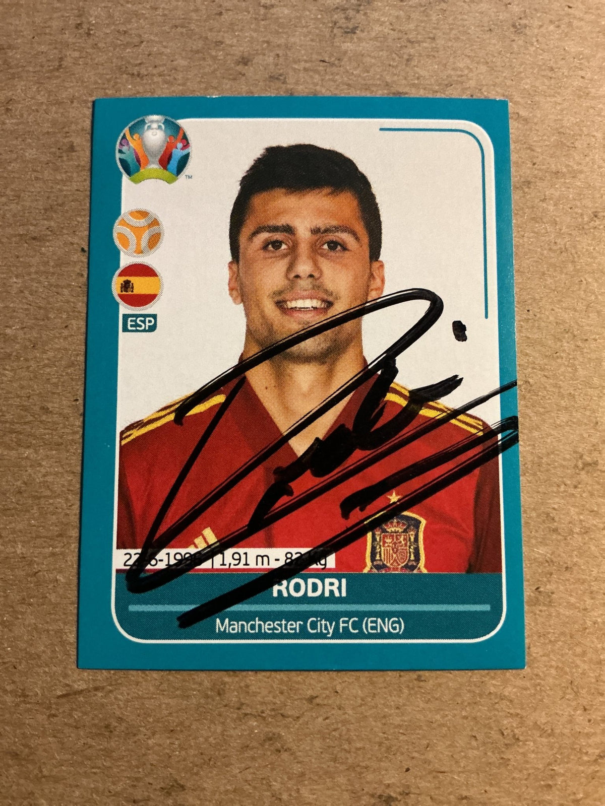 Rodri, Spain 🇪🇸 UEFA Euro 2020 Panini hand signed - Autographs-World