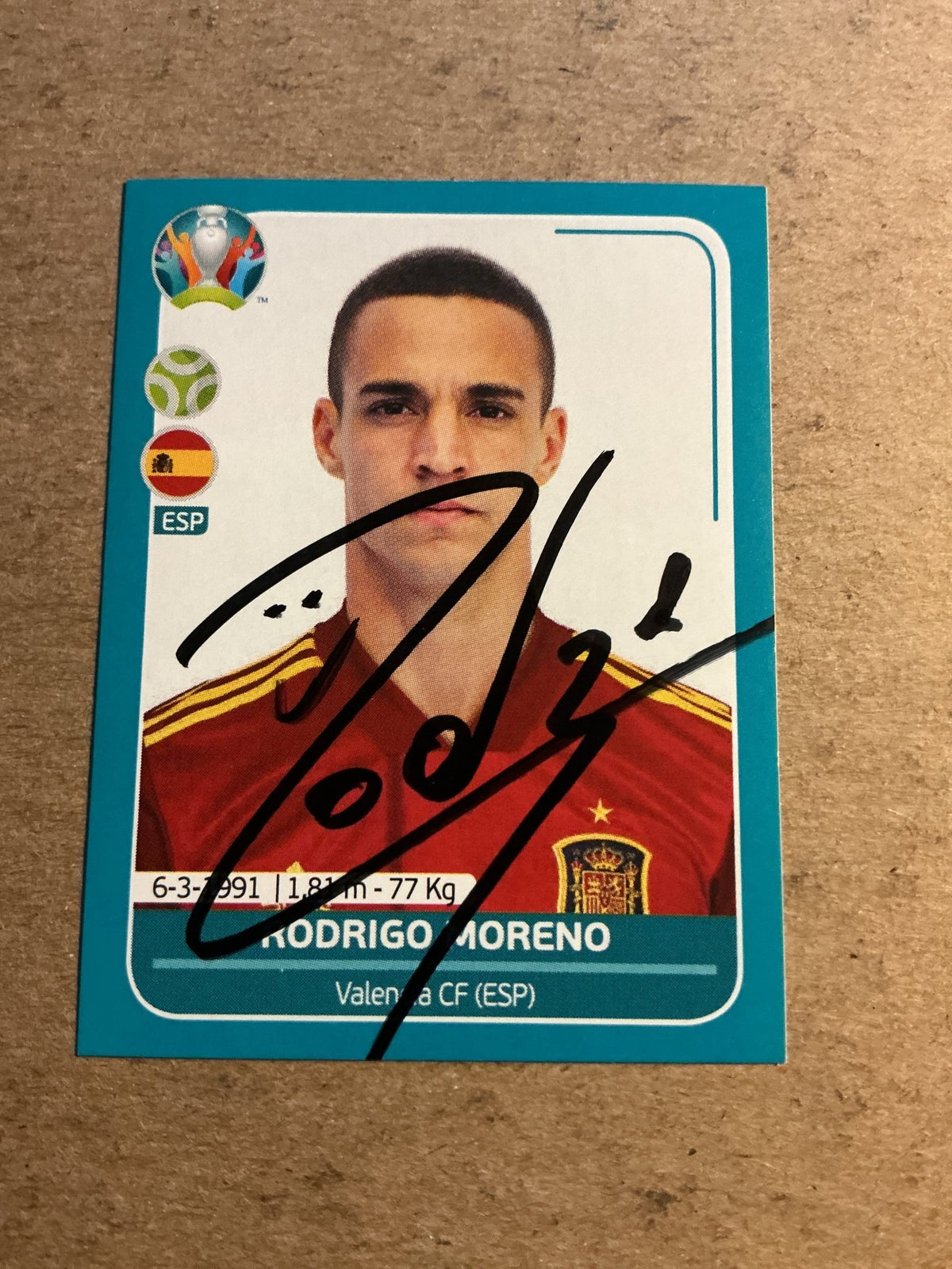 Rodrigo Moreno, Spain 🇪🇸 UEFA Euro 2020 Panini hand signed - Autographs-World