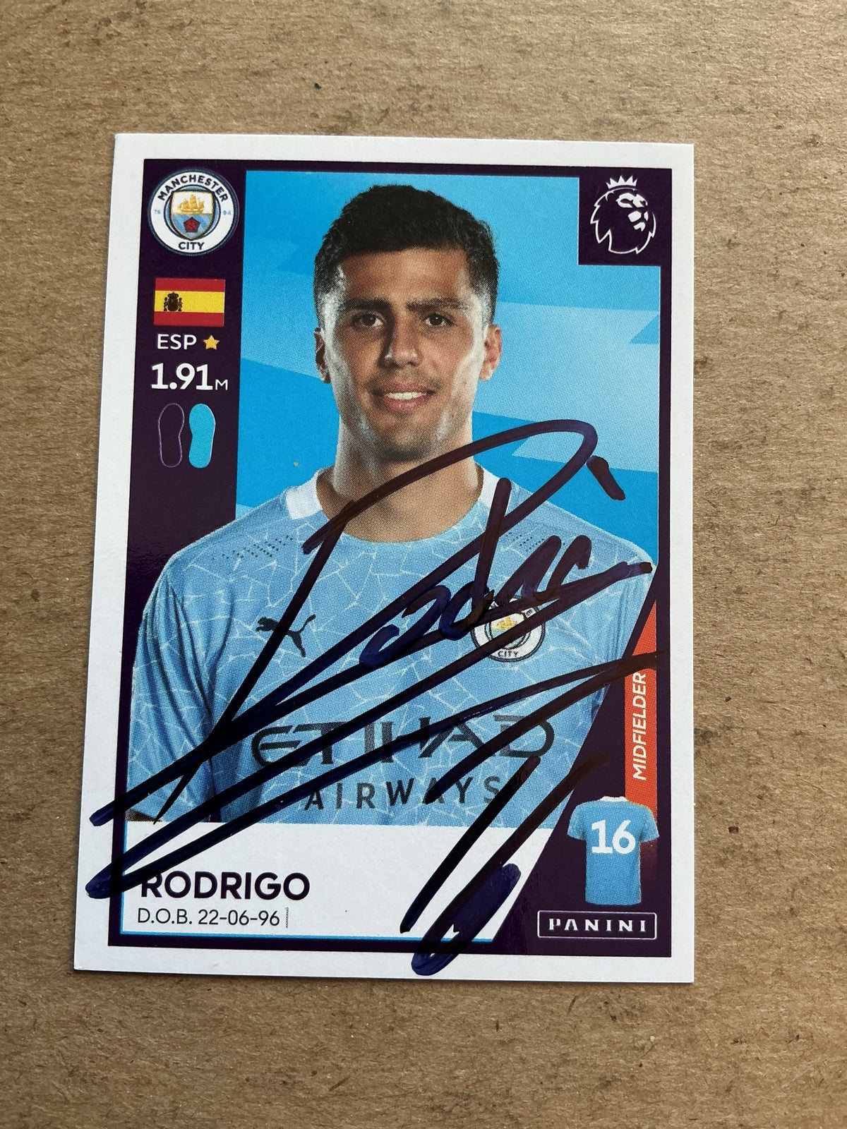 Rodrigo, Spain 🇪🇸 Manchester City 2021 Panini hand signed - Autographs-World