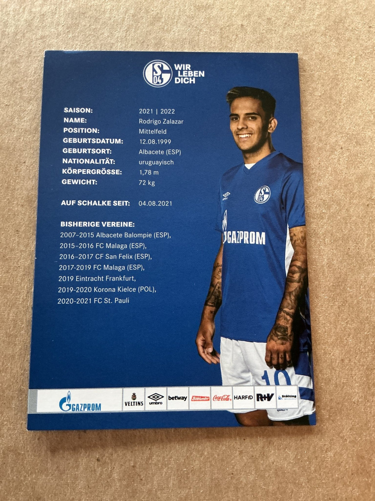 Rodrigo Zalazar, Uruguay 🇺🇾 FC Schalke 04 2021/22 hand signed - Autographs-World