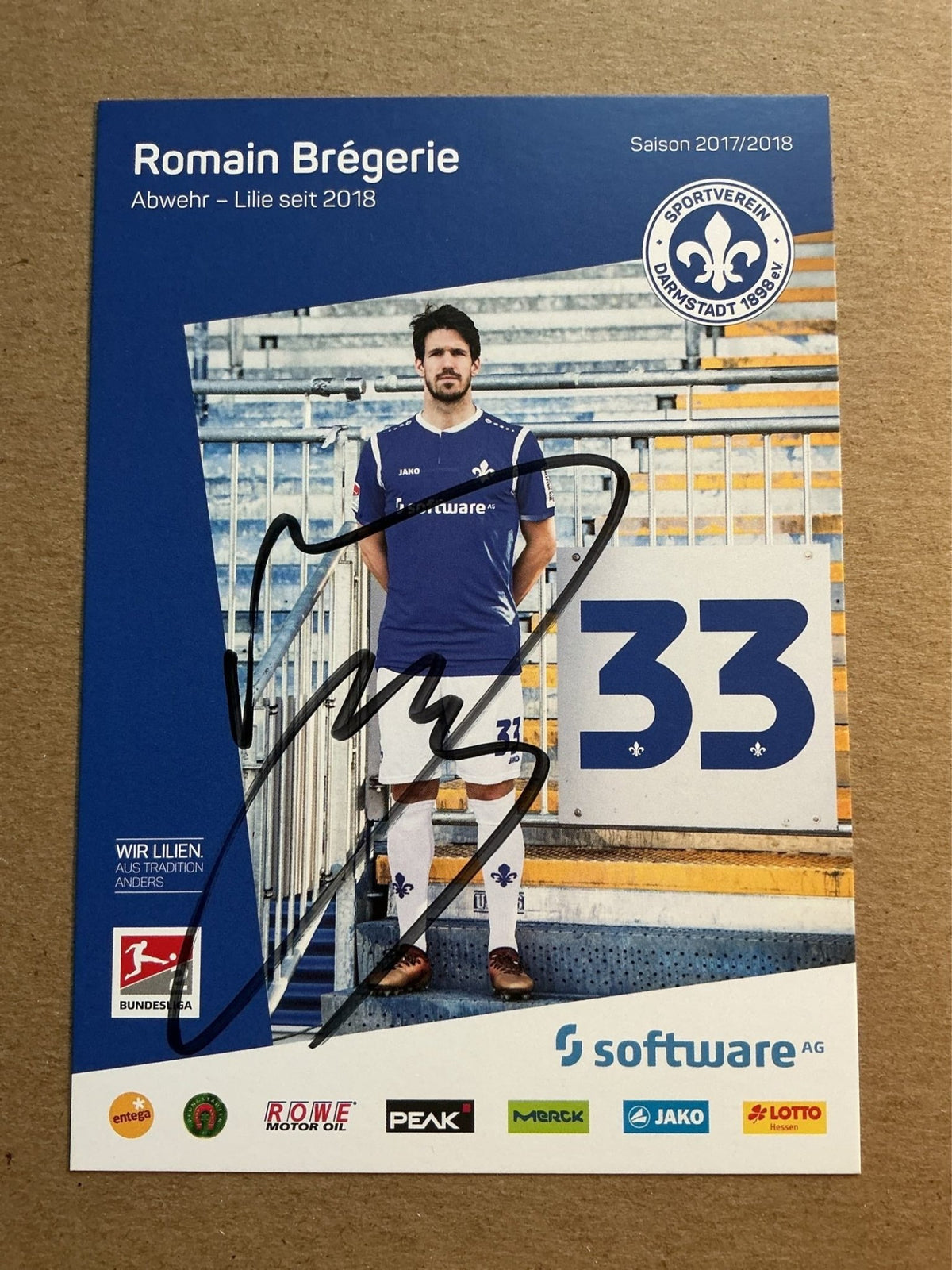 Romain Brégerie, France 🇫🇷 SV Darmstadt 98 2017/18 hand signed - Autographs-World