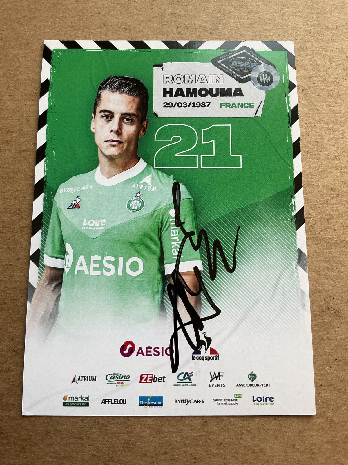 Romain Hamouma, France 🇫🇷 AS Saint-Étienne 2020/21 hand signed - Autographs-World