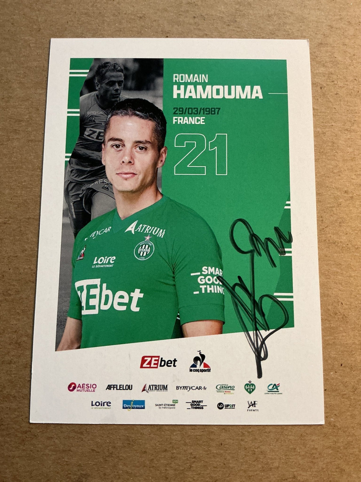Romain Hamouma, France 🇫🇷 AS Saint-Étienne 2021/22 hand signed - Autographs-World