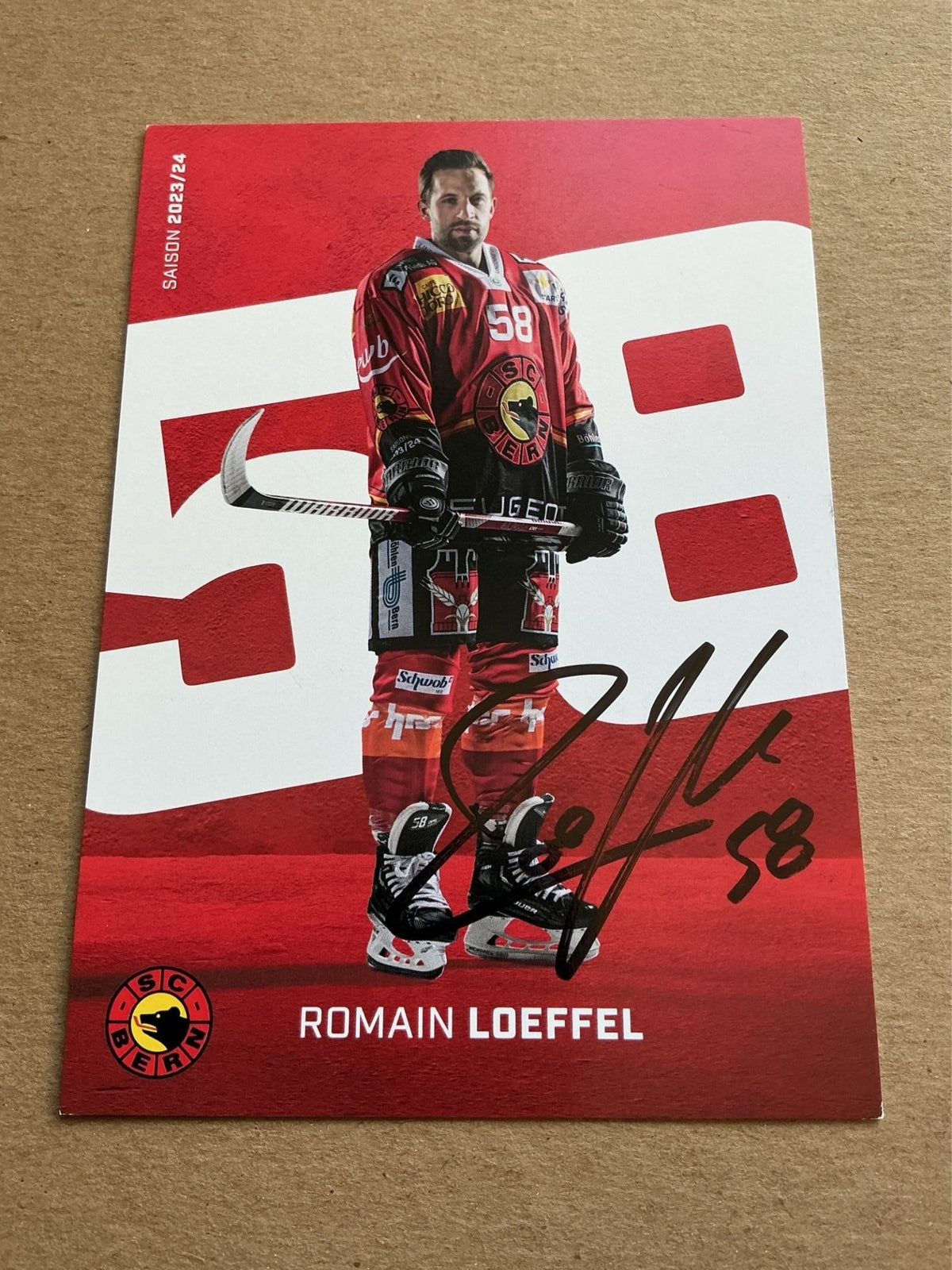 Romain Loeffel, Switzerland 🇨🇭 SC Bern 2023/24 hand signed - Autographs-World