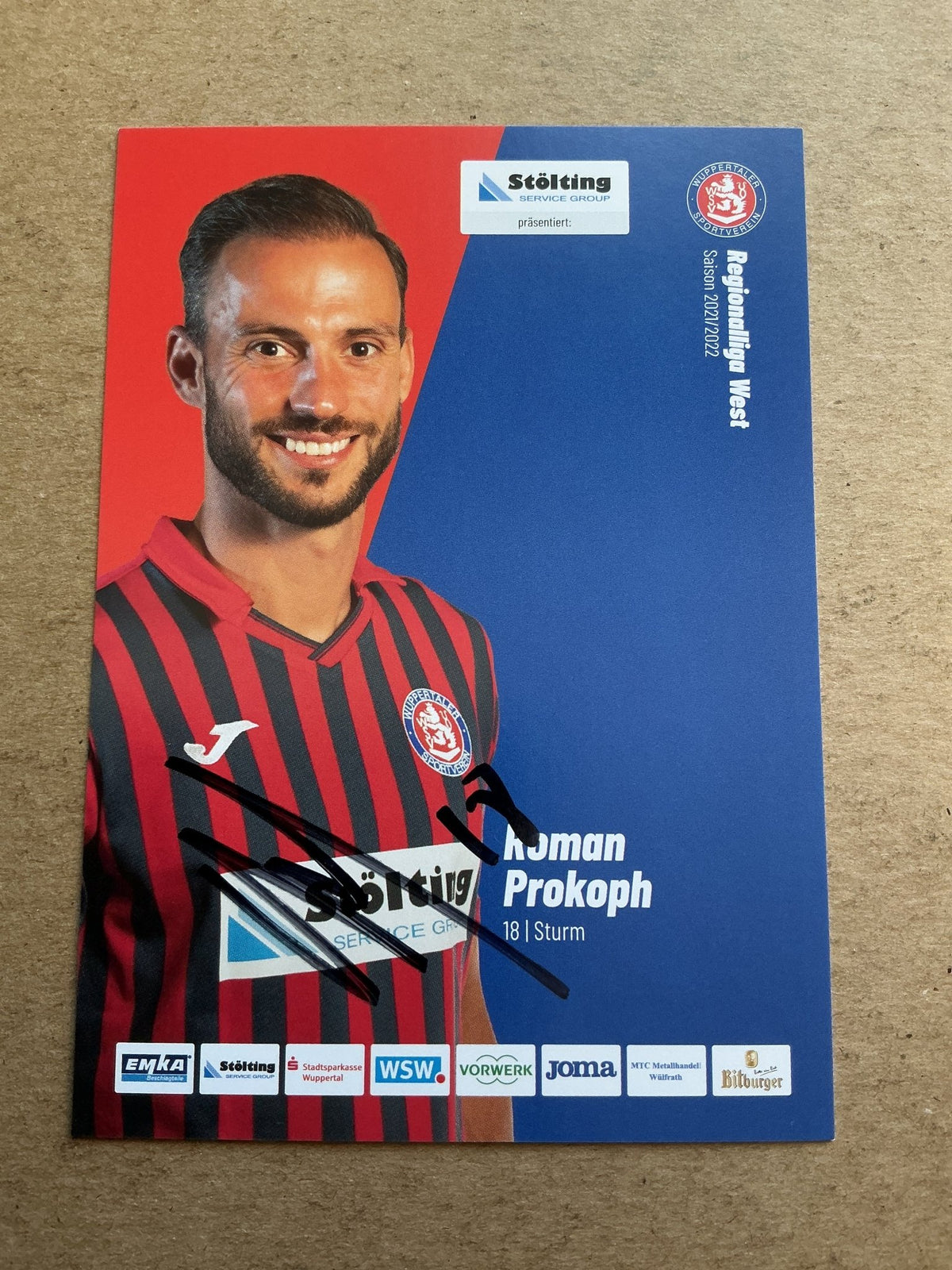 Roman Prokoph, Germany 🇩🇪 Wuppertaler SV 2021/22 hand signed - Autographs-World