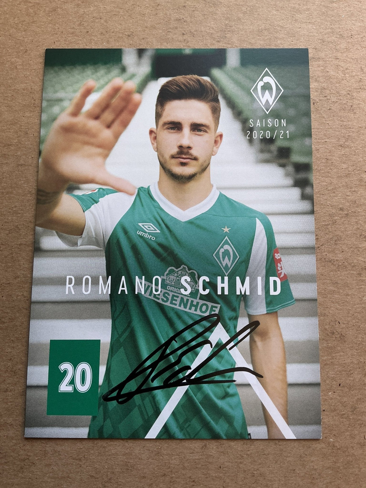 Romano Schmid, Austria 🇦🇹 SV Werder Bremen 2020/21 hand signed - Autographs-World
