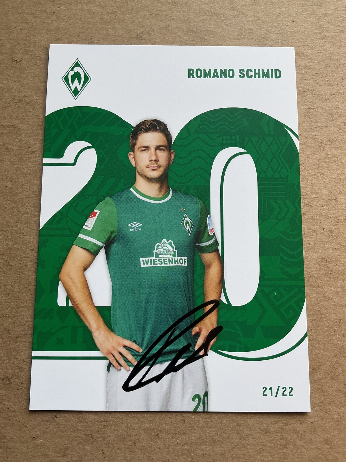 Romano Schmid, Austria 🇦🇹 SV Werder Bremen 2021/22 hand signed - Autographs-World